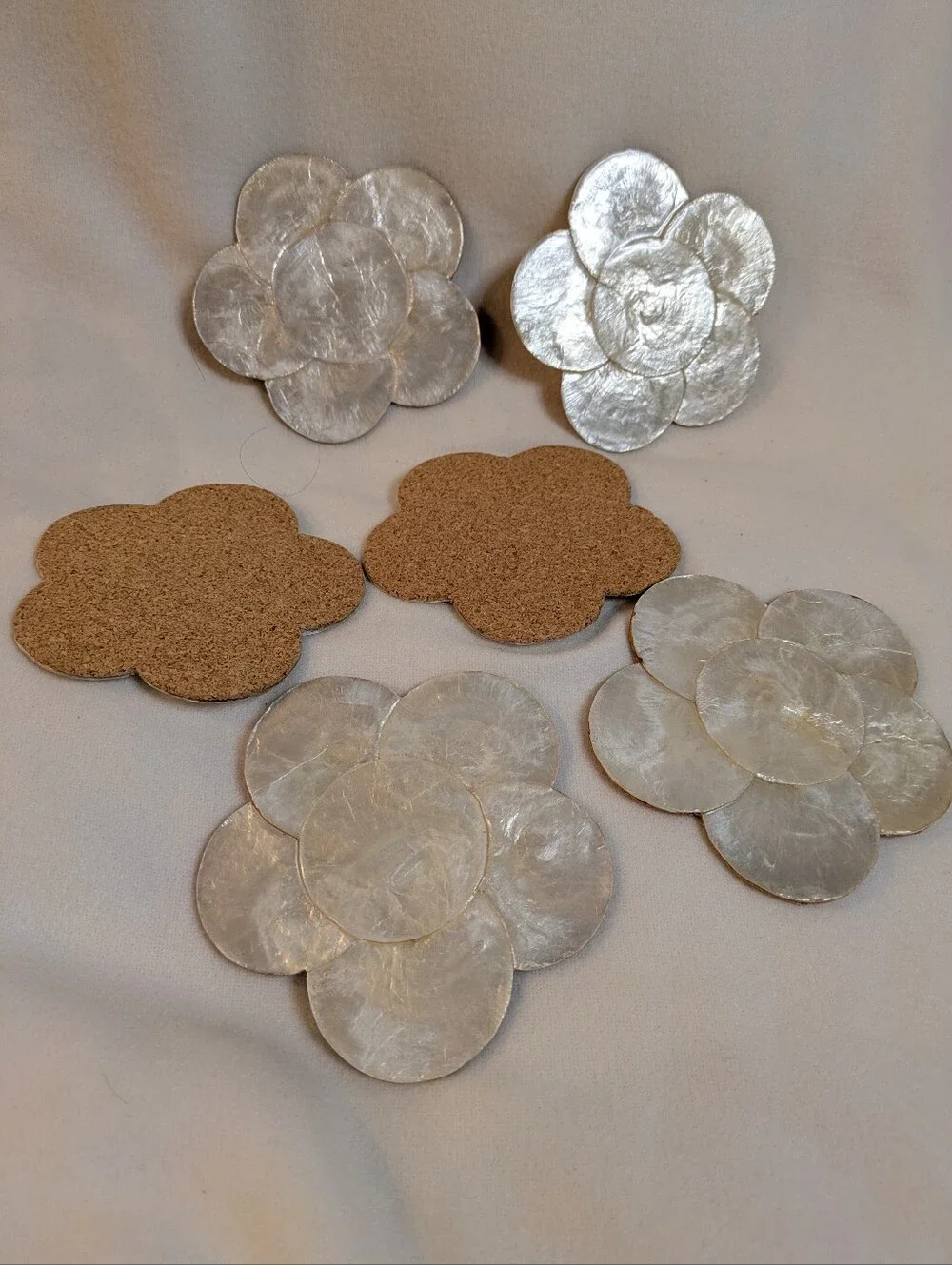 Rare Vintage Opalescent Flower ShapeCoasters 3 7/8